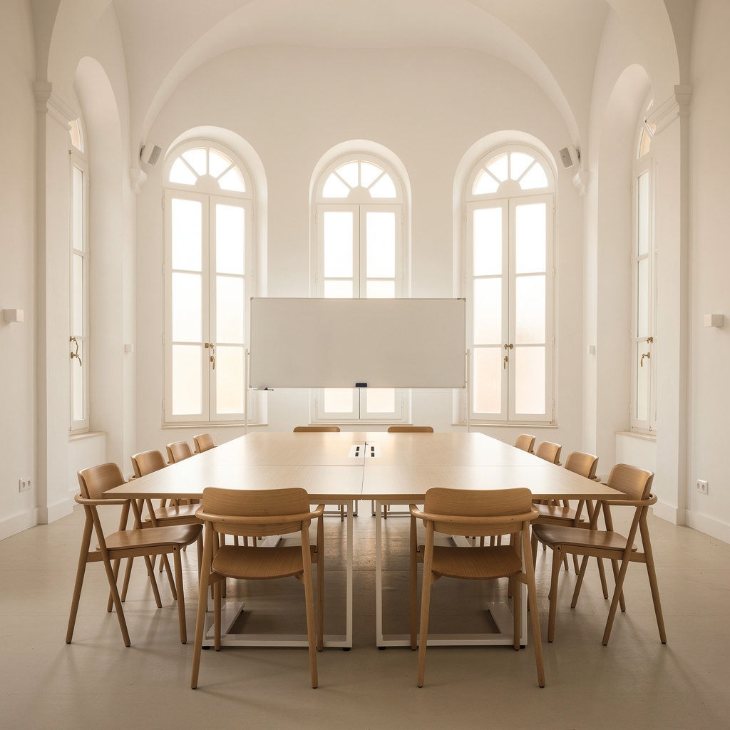Sala de trabajo para talleres en Sevilla con iluminación natural y mesas de trabajo amplias